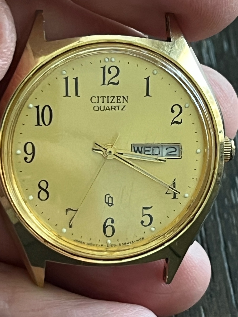 Citizen: Watch Men Gold Dial Gold Tone Daydate 6100-S24876 No Band / New Batt